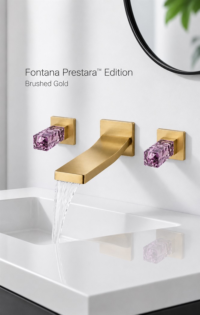 Fontana Prestara Brushed Gold Edition Wall Mount Bathroom Faucet
