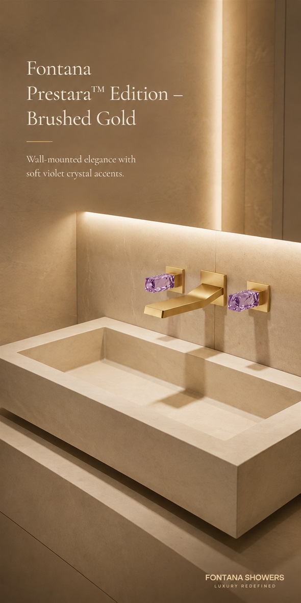 Fontana Prestara Brushed Gold Edition Wall Mount Bathroom Faucet
