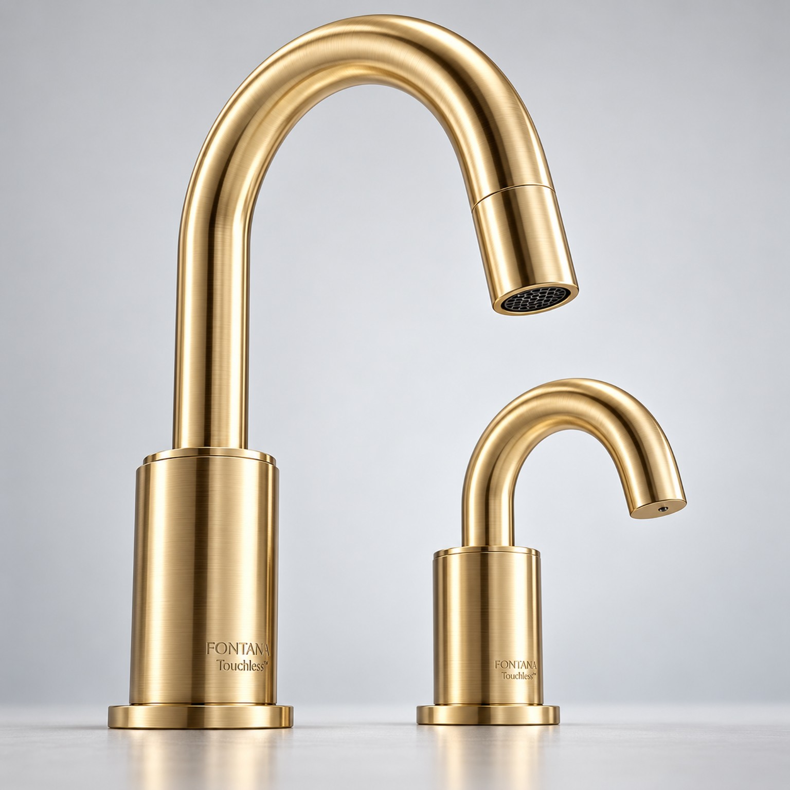 Side profile of a chrome touchless faucet with infrared sensor