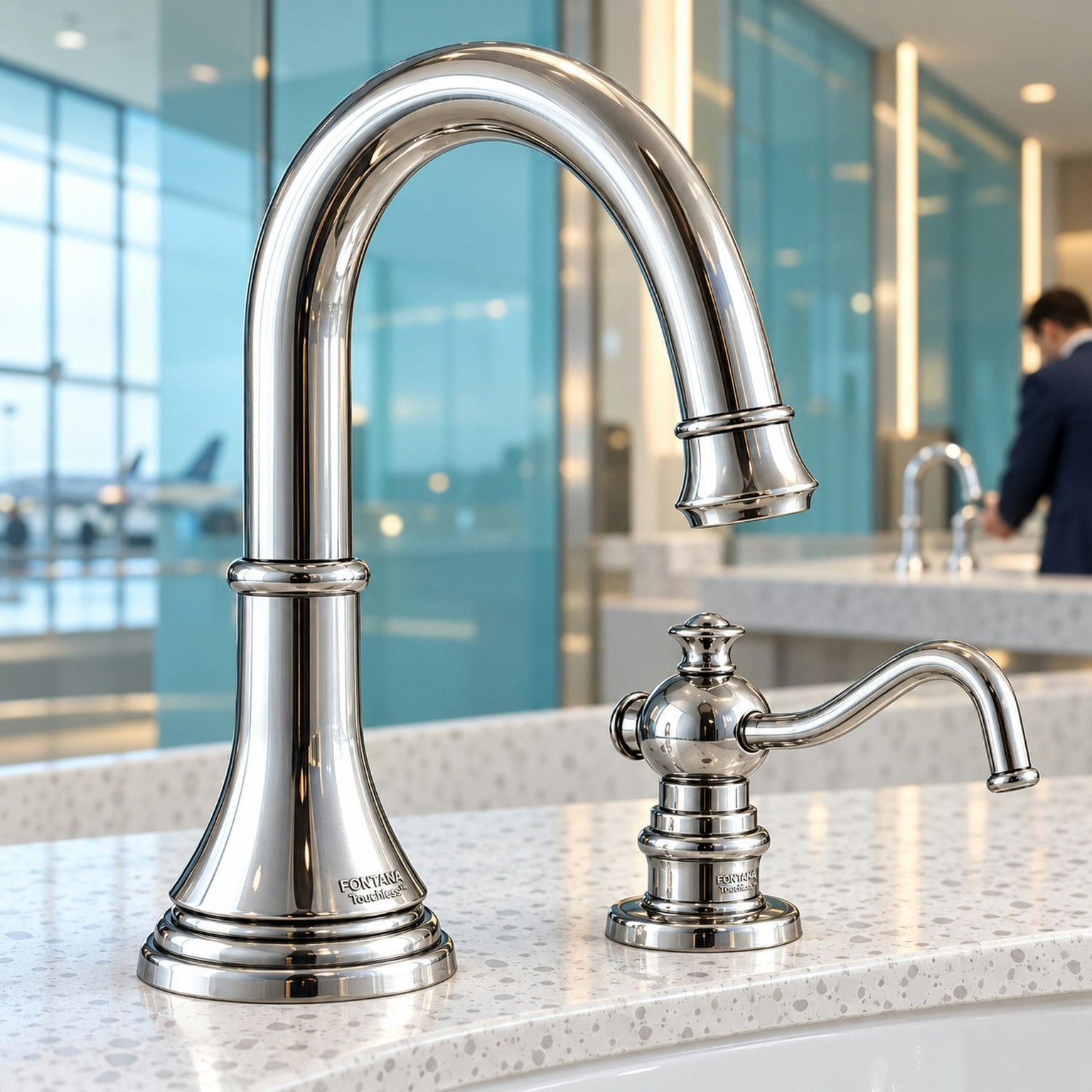 Touchless chrome faucet and soap dispenser with infrared sensing