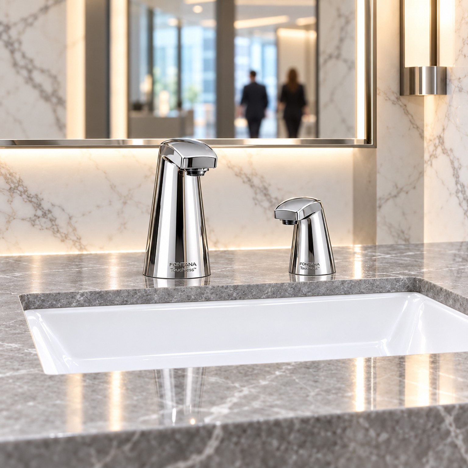 Commercial sensor faucet supporting no-touch handwashing in shared washrooms