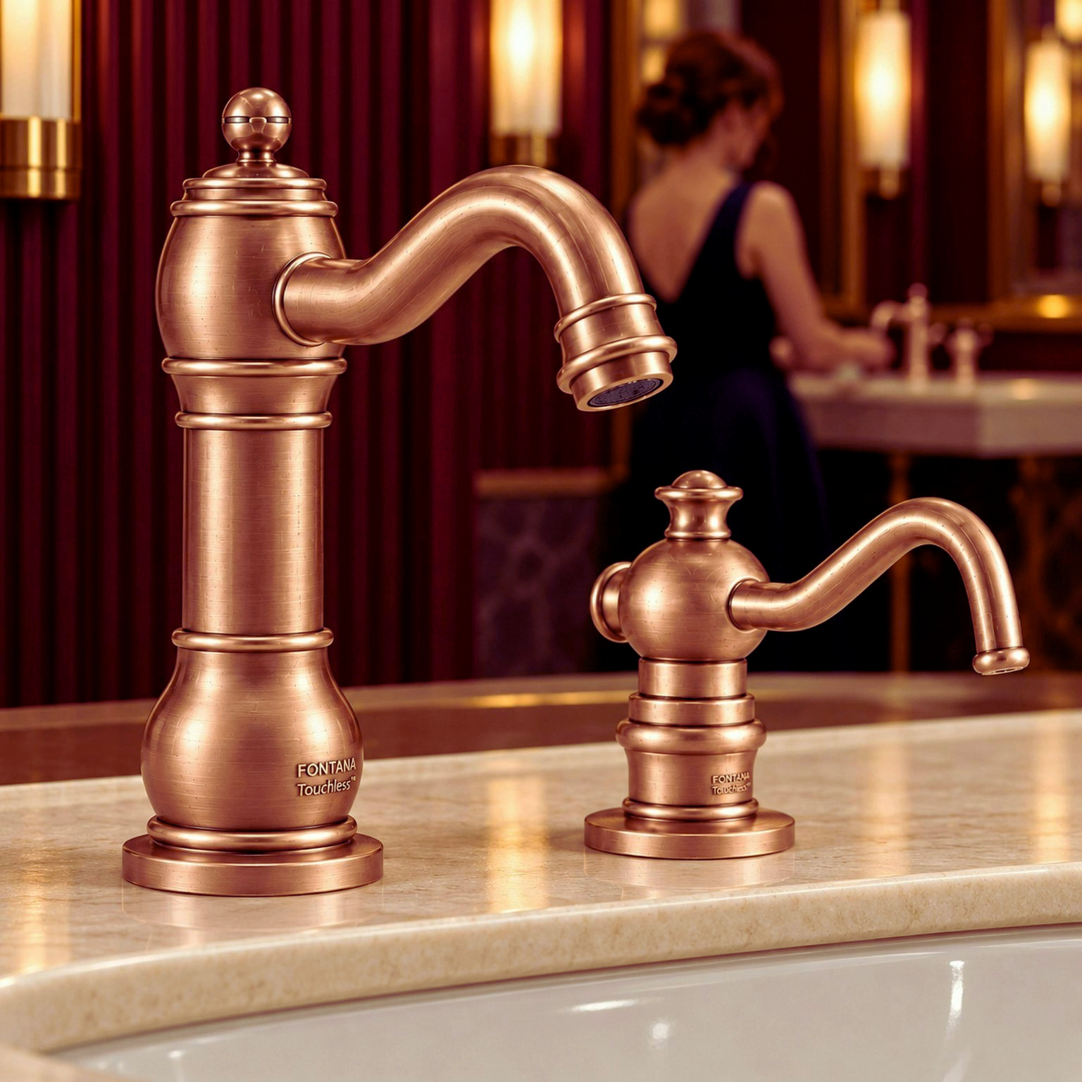 Coordinated automatic soap dispenser and faucet for a restaurant restroom