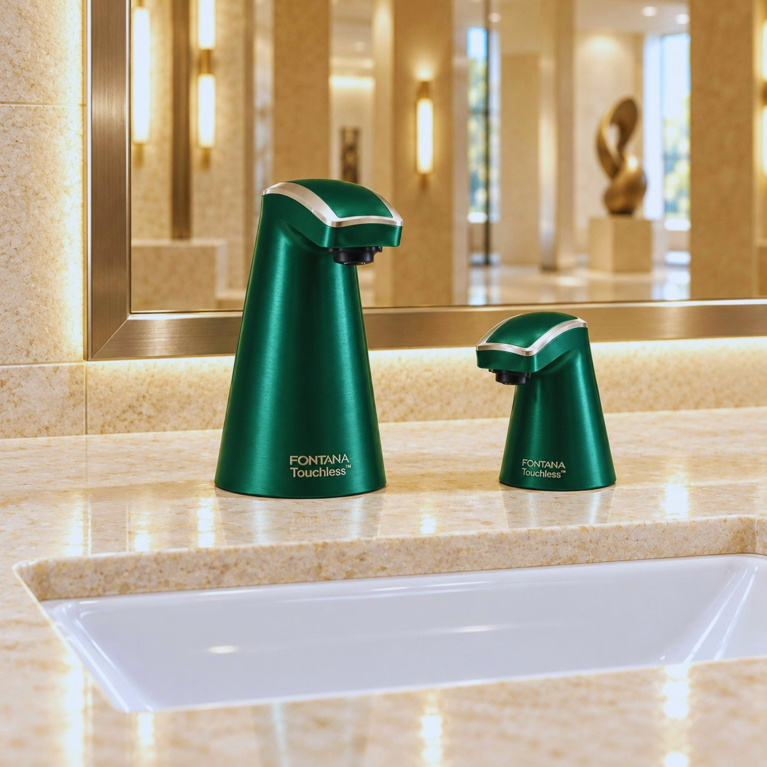 Rose gold automatic sensor faucet shown in a product profile