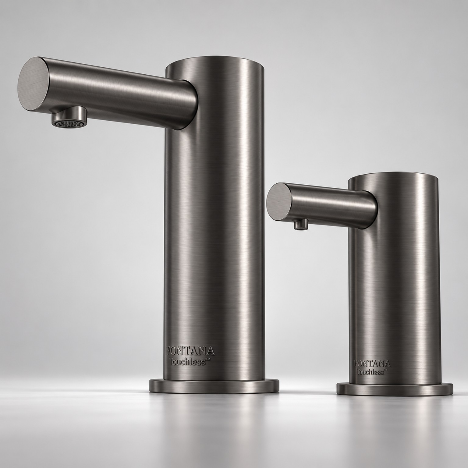 Commercial touchless faucet installed for hands-free washroom use