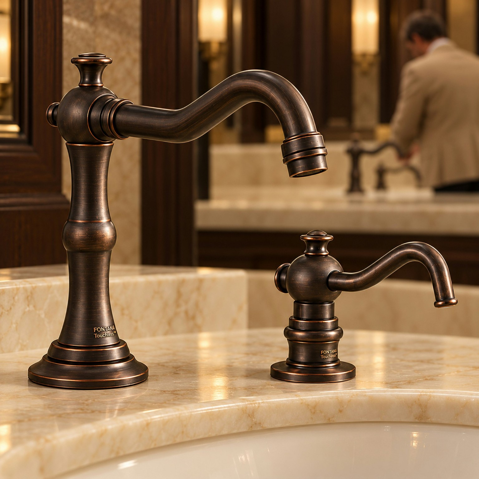 Commercial touchless bathroom faucet reference for countertop lavatory installations