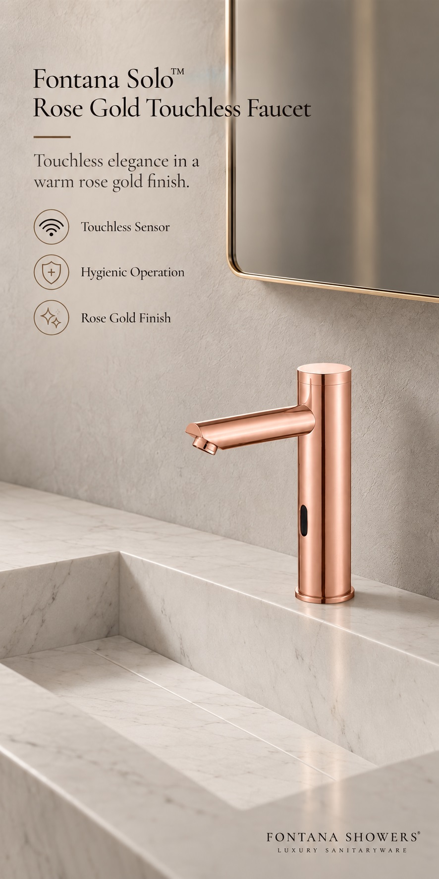Fontana Solo Rose Gold Wall Mounted Touchless Sensor Faucet FS5009RG