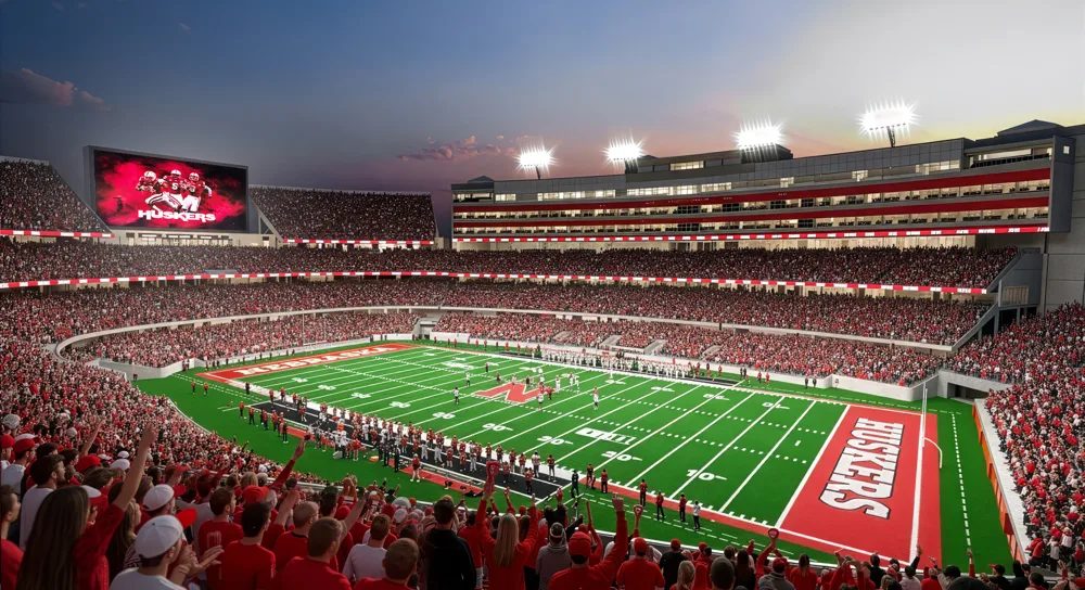 Rendering of the renovated Memorial Stadium at the University of Nebraska–Lincoln