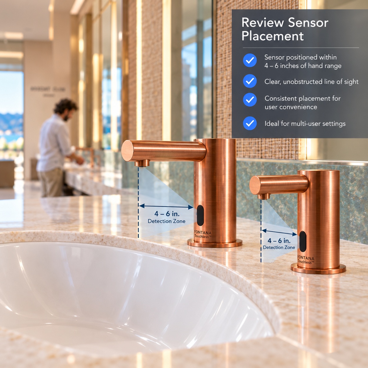 Commercial touchless bathroom faucet reference for countertop lavatory installations