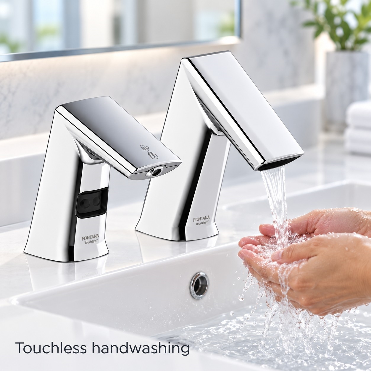 Hands-free soap dispensing and sensor faucet for healthcare washrooms