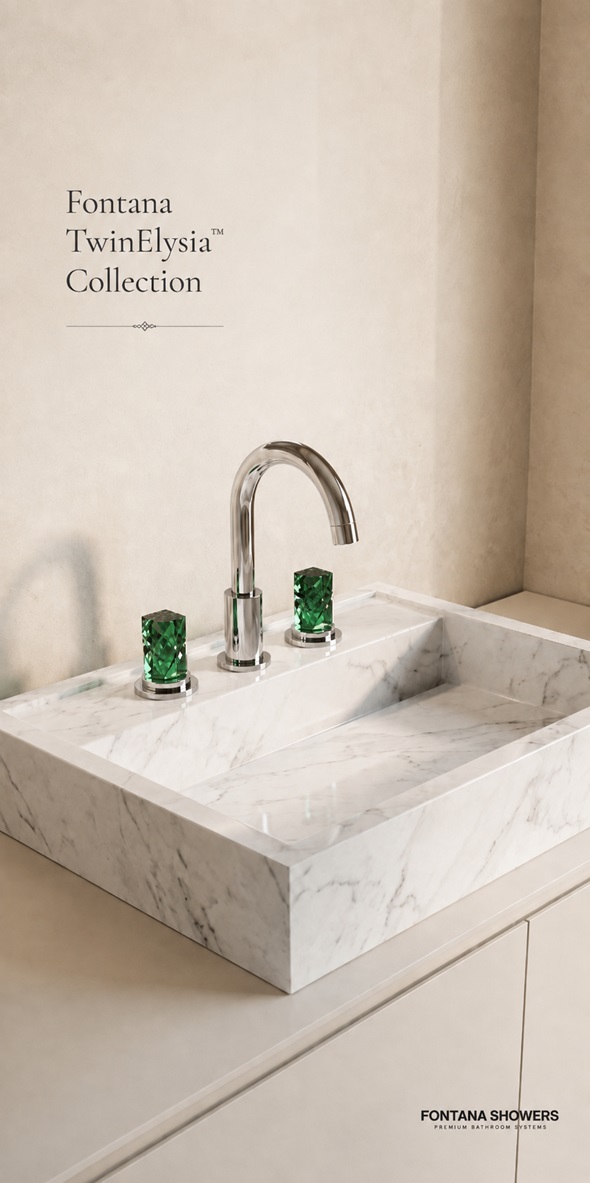Fontana TwinElysia Collection Chrome Thermostatic Two Handles Bathroom Faucet