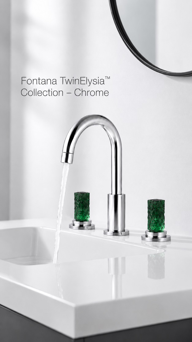 Fontana TwinElysia Collection Chrome Thermostatic Two Handles Bathroom Faucet