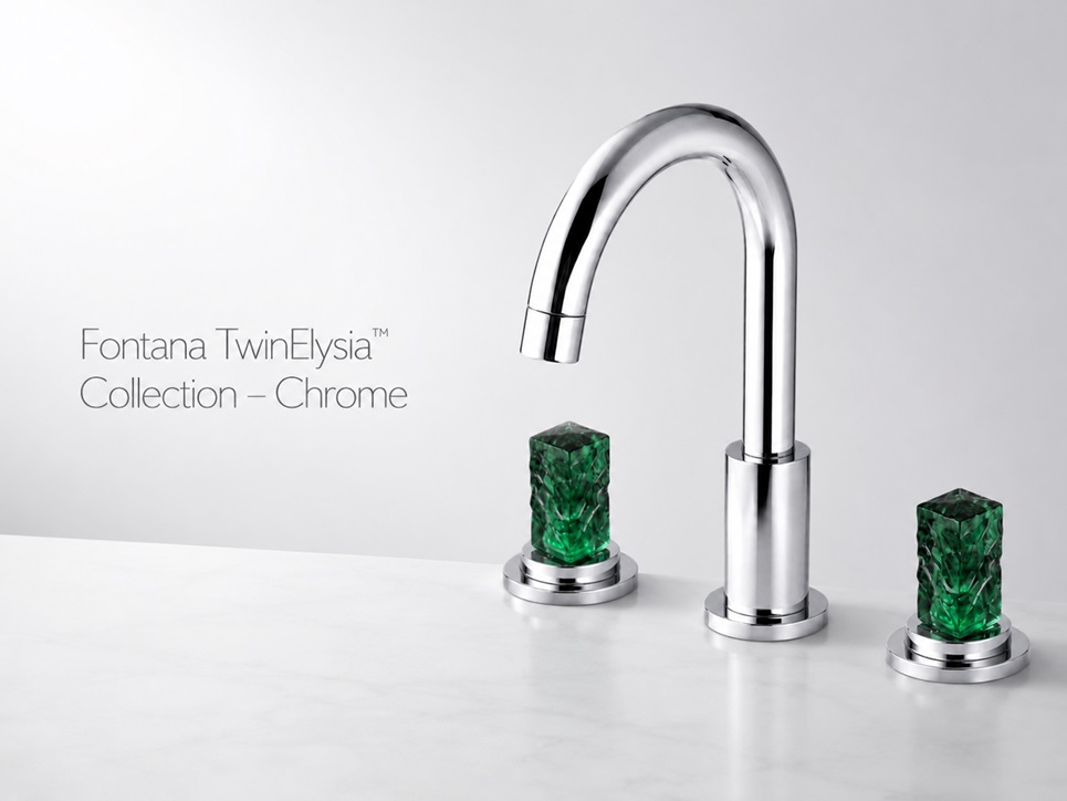 Fontana TwinElysia Chrome Thermostatic Two Handle Bathroom Faucet with Crystal Handles