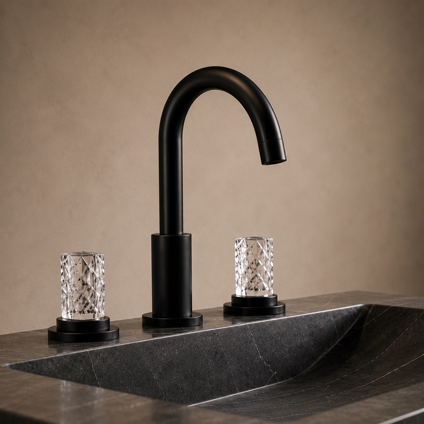Fontana Hospitality TwinLuxara Matte Black luxury two handles bathroom faucet FS20194MBL