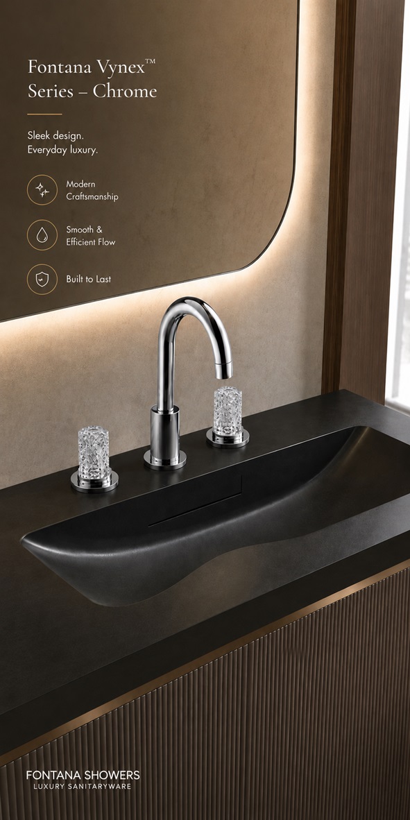 Fontana Vynex Series Chrome Two Handle Bathroom Faucet with Crystal Handles