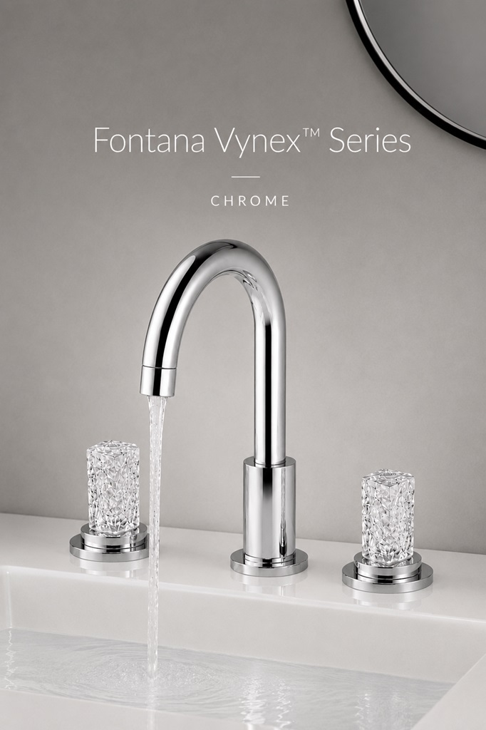 Fontana Vynex Series Chrome Two Handle Bathroom Faucet with Crystal Handles