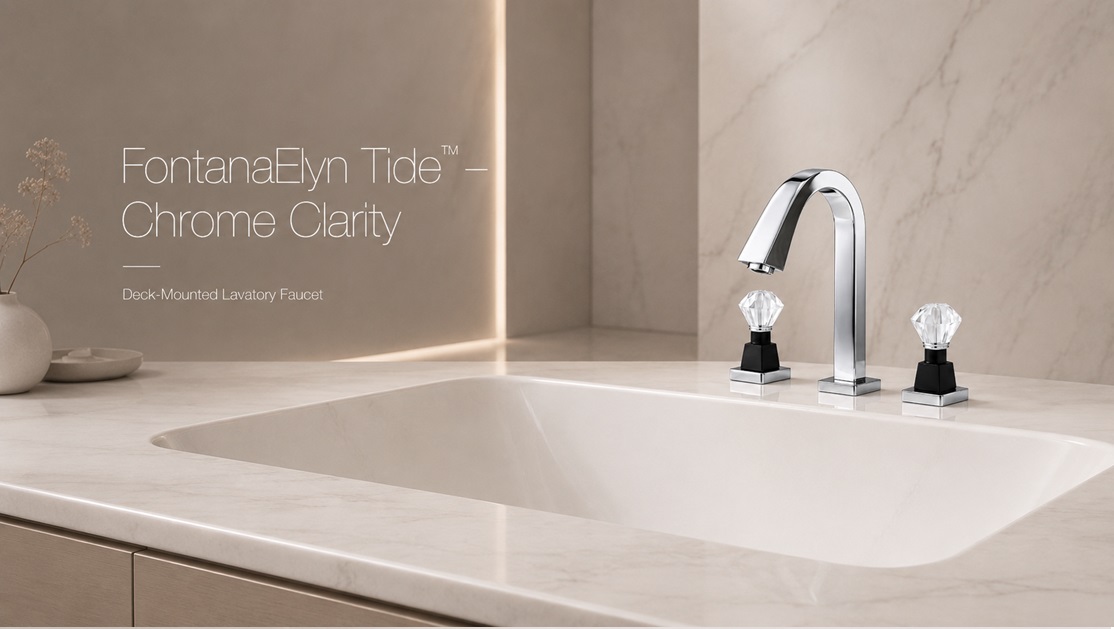 FontanaElyn Tide Chrome Clarity Crystal Handle Lavatory Faucet