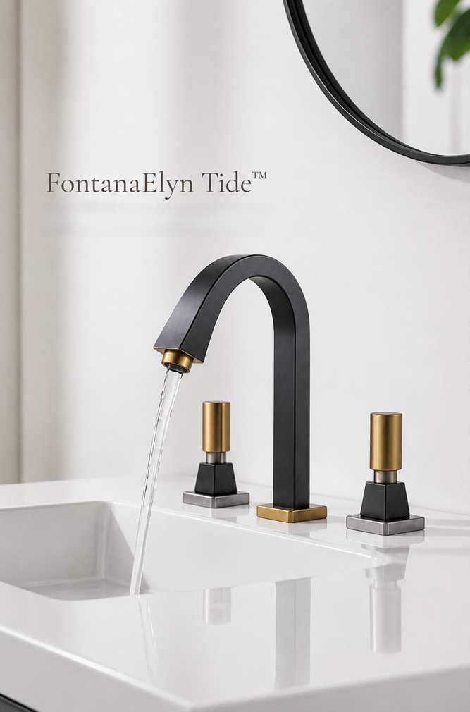 Fontana Elyn Tide Graphite Harmony two-tone black and gold bathroom faucet