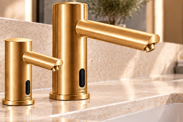 FontanaShowers commercial touchless faucet in luxury bathroom