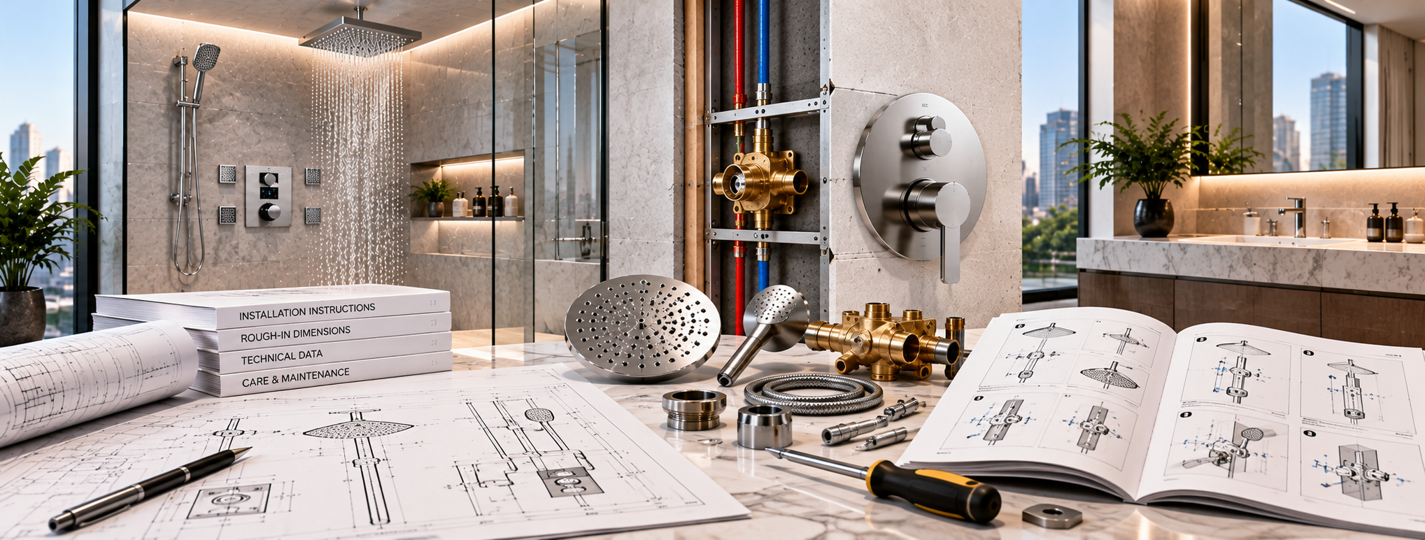 FontanaShowers bathroom fixture installation instructions for architects and designers