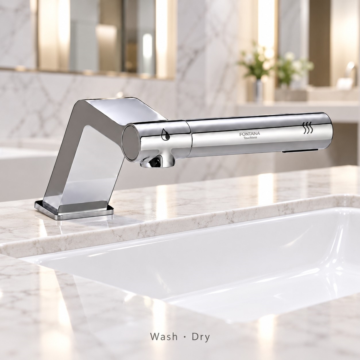 Commercial sensor faucet supporting no-touch handwashing in shared washrooms
