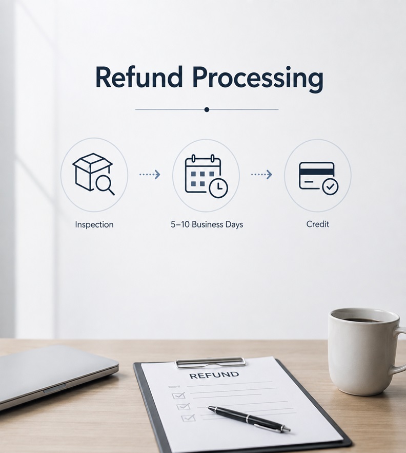 Authorized return being inspected before a FontanaShowers refund is processed