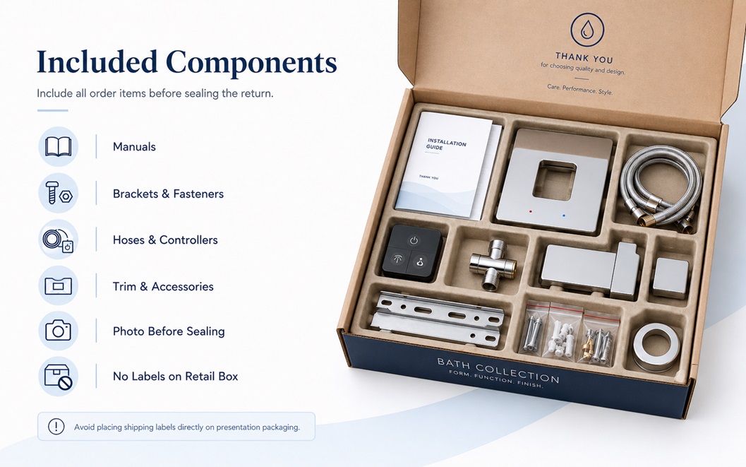 Trackable insured return package prepared with an authorized shipping label