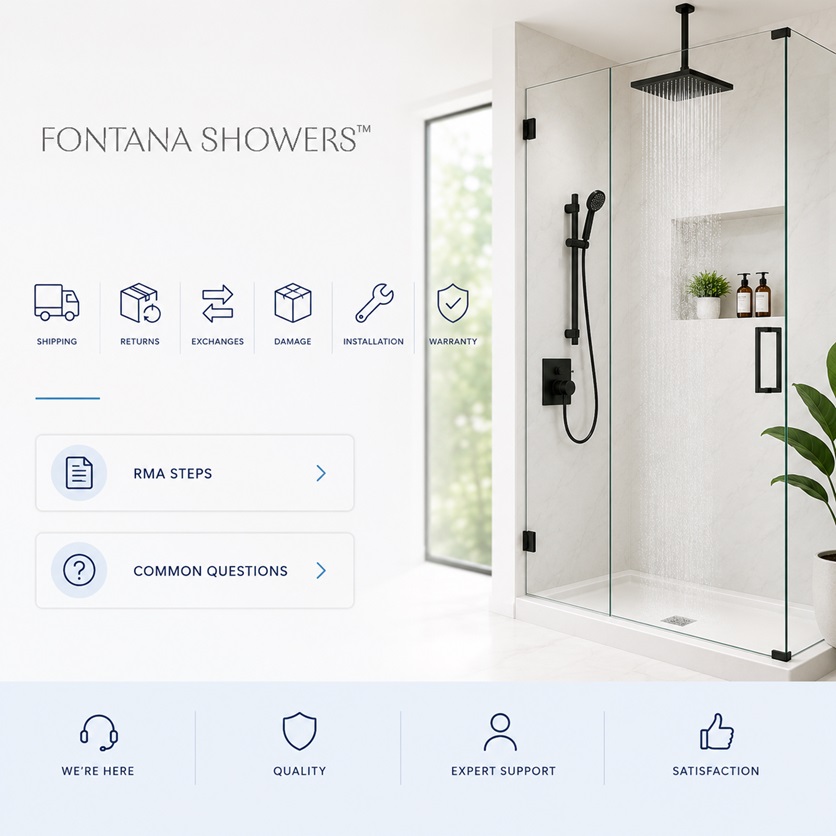FontanaShowers bathroom fixture being inspected before a return request
