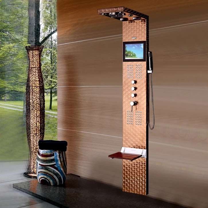 Fontana Dijon Rainfall Style Stainless Steel Massage Shower Panel With Handheld Shower, Massage Jets System and Waterproof 