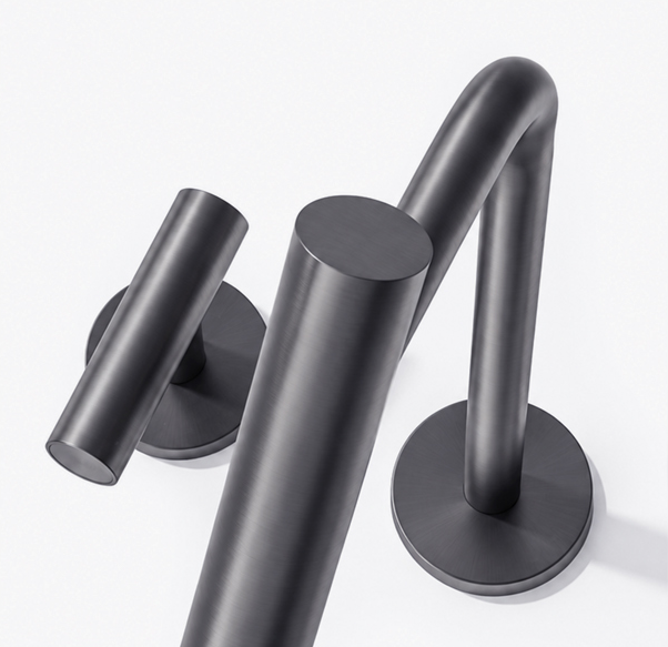 Gun metal gray wall-mounted bathroom faucet