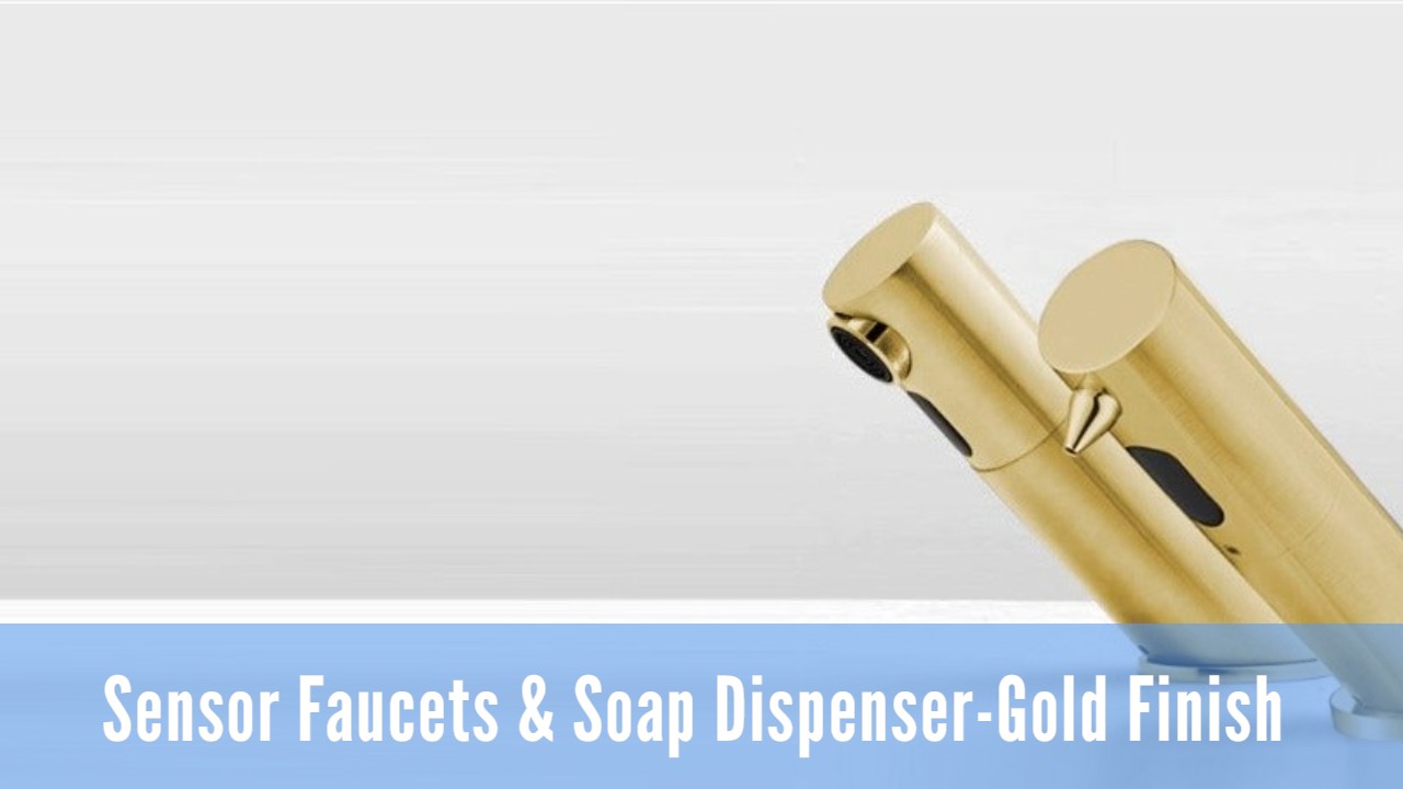 Brushed-Gold-Auto-Sensor-Faucet-Auto-Soap-Dispenser-Set