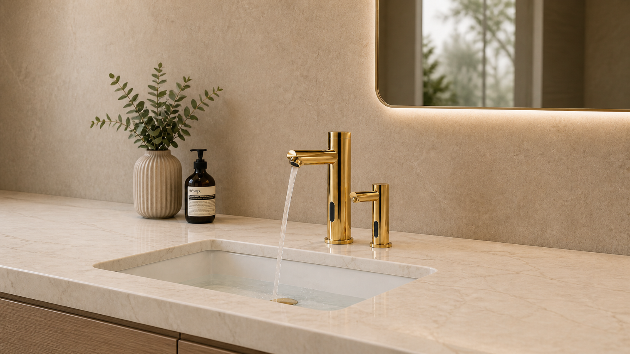 Revit Families Bravat touchless faucets for commercial restroom design and BIM coordination