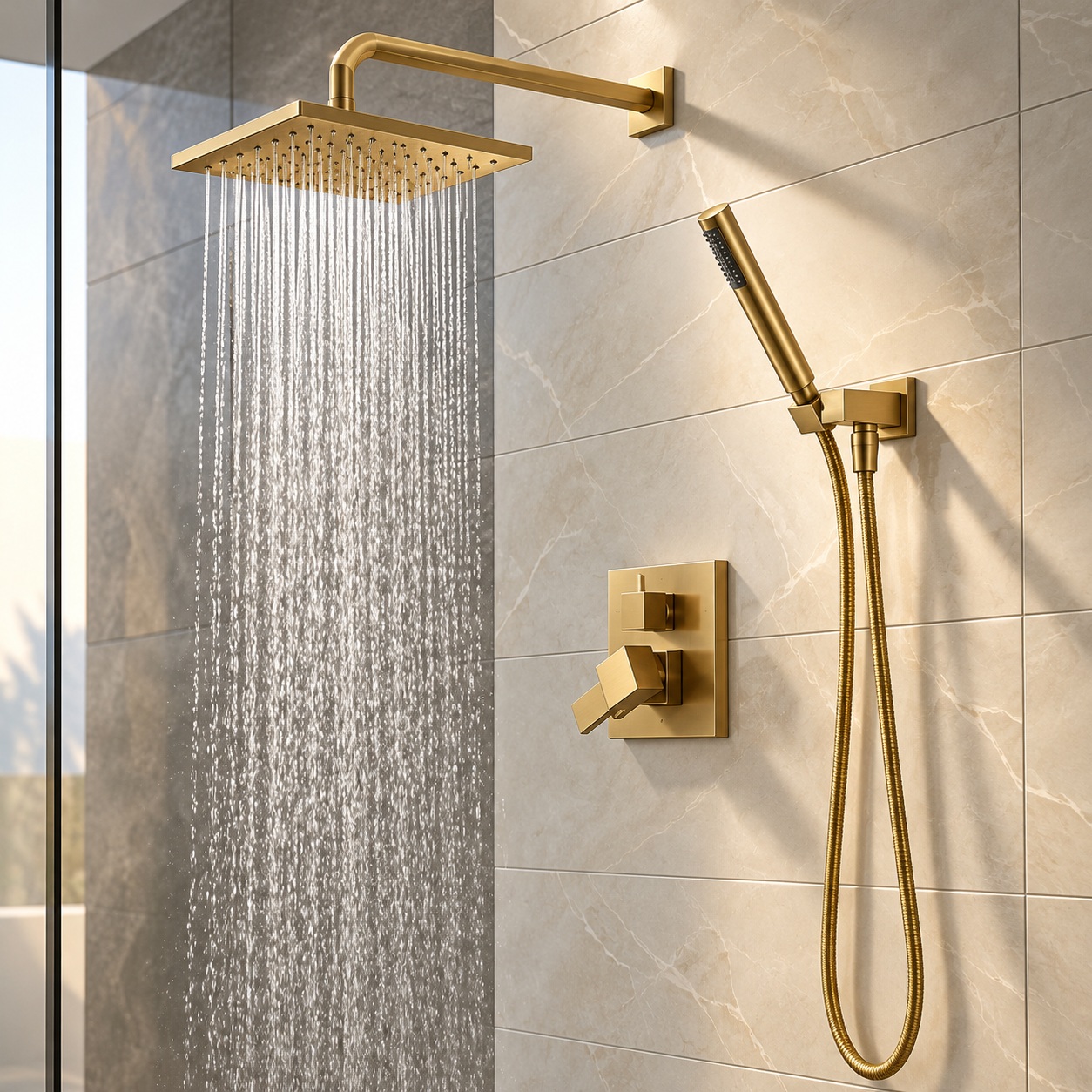 Delta wall mounted rainfall shower head with modern finish