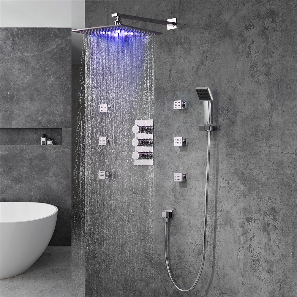 Fontana Trialo Color Changing LED Shower Head With Adjustable Body Jets
