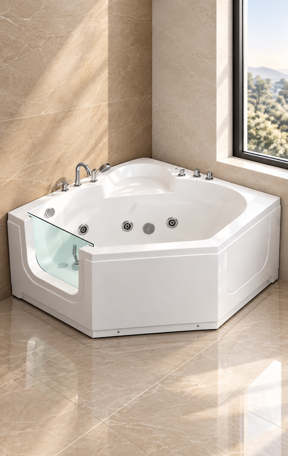 Walk-in bathtub concept image for accessibility-focused bath planning (FontanaShowers walk-in tubs topic)