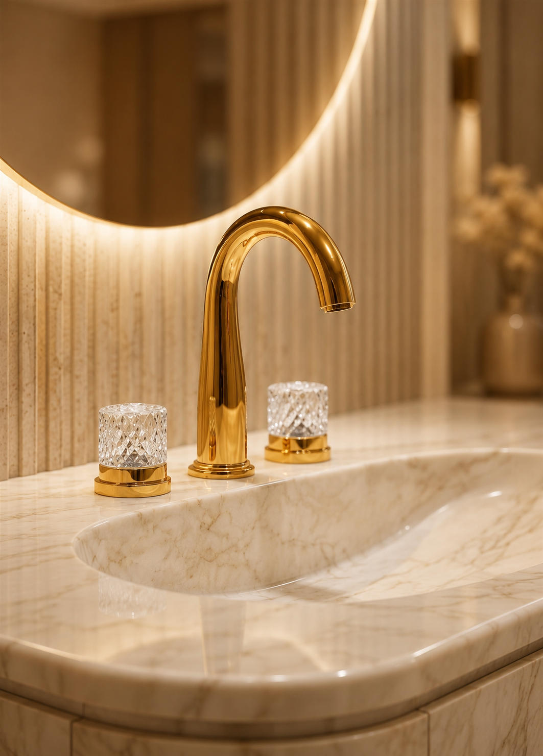 Fontana DualOrion Edition Gold Thermostatic Two Handles Bathroom Faucet