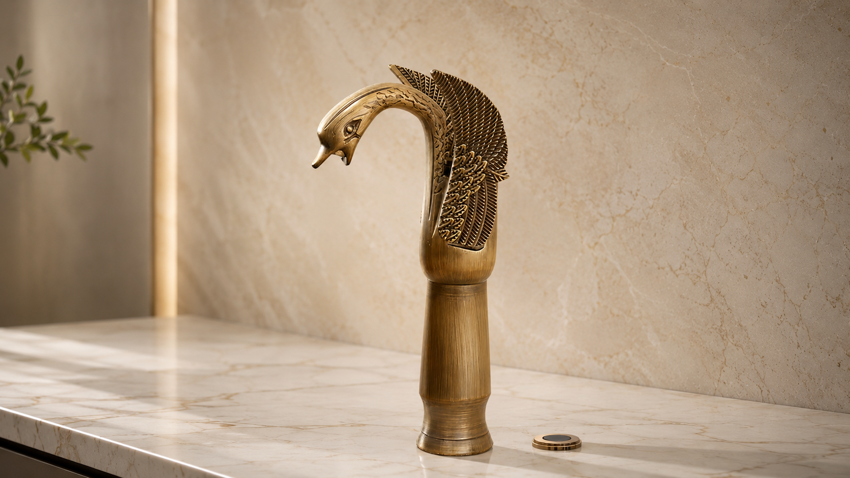 Fontana Cariati Luxury Touchless Swan Faucet FS7946AT ancient bronze finish