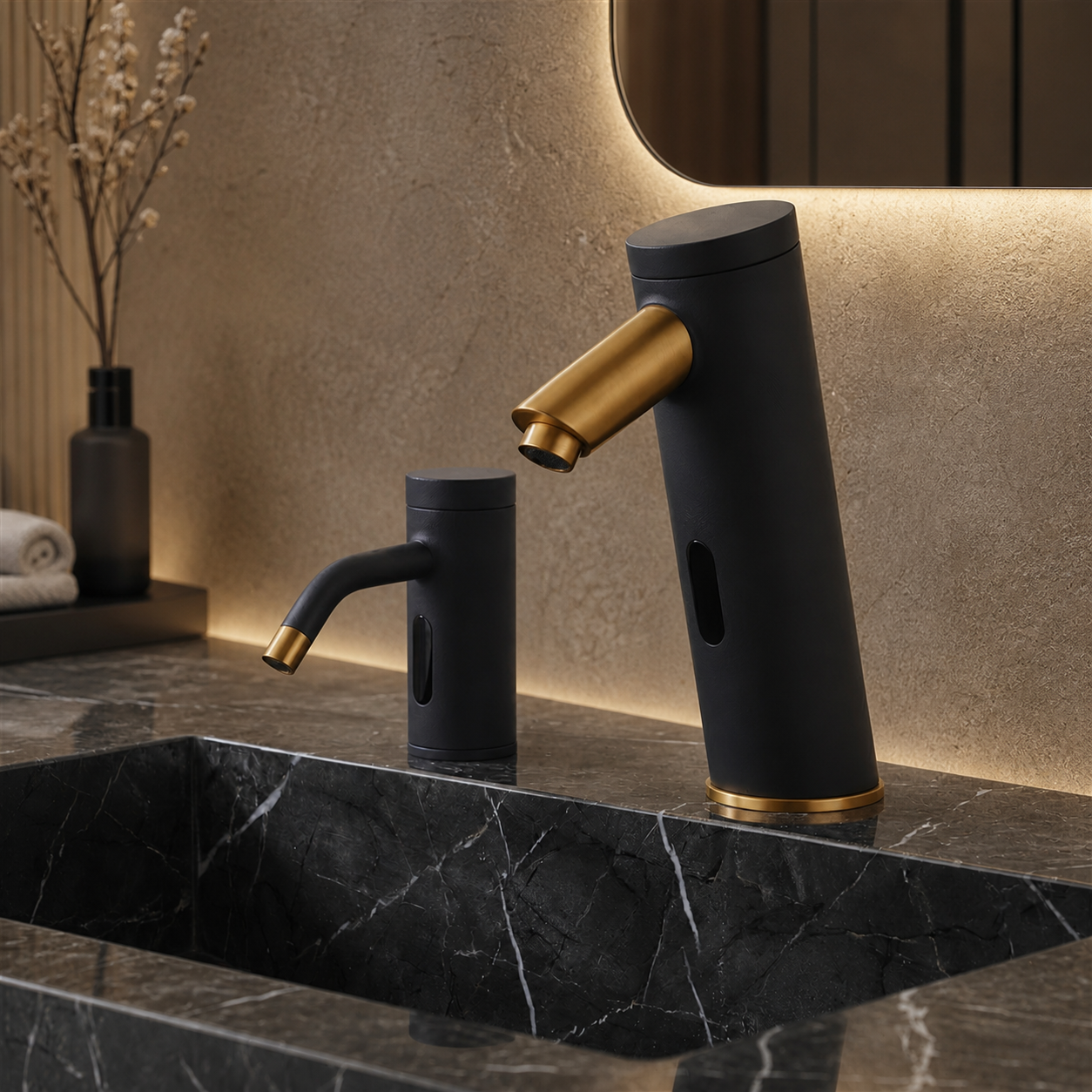 Premium architectural restroom finish direction