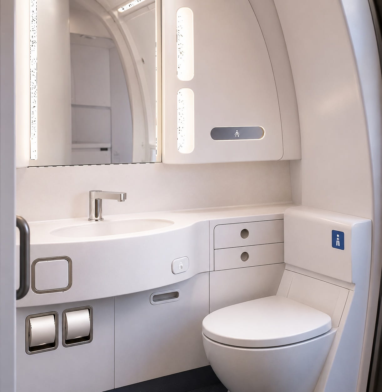 Chrome aircraft lavatory automatic faucet with airline-grade touchless activation