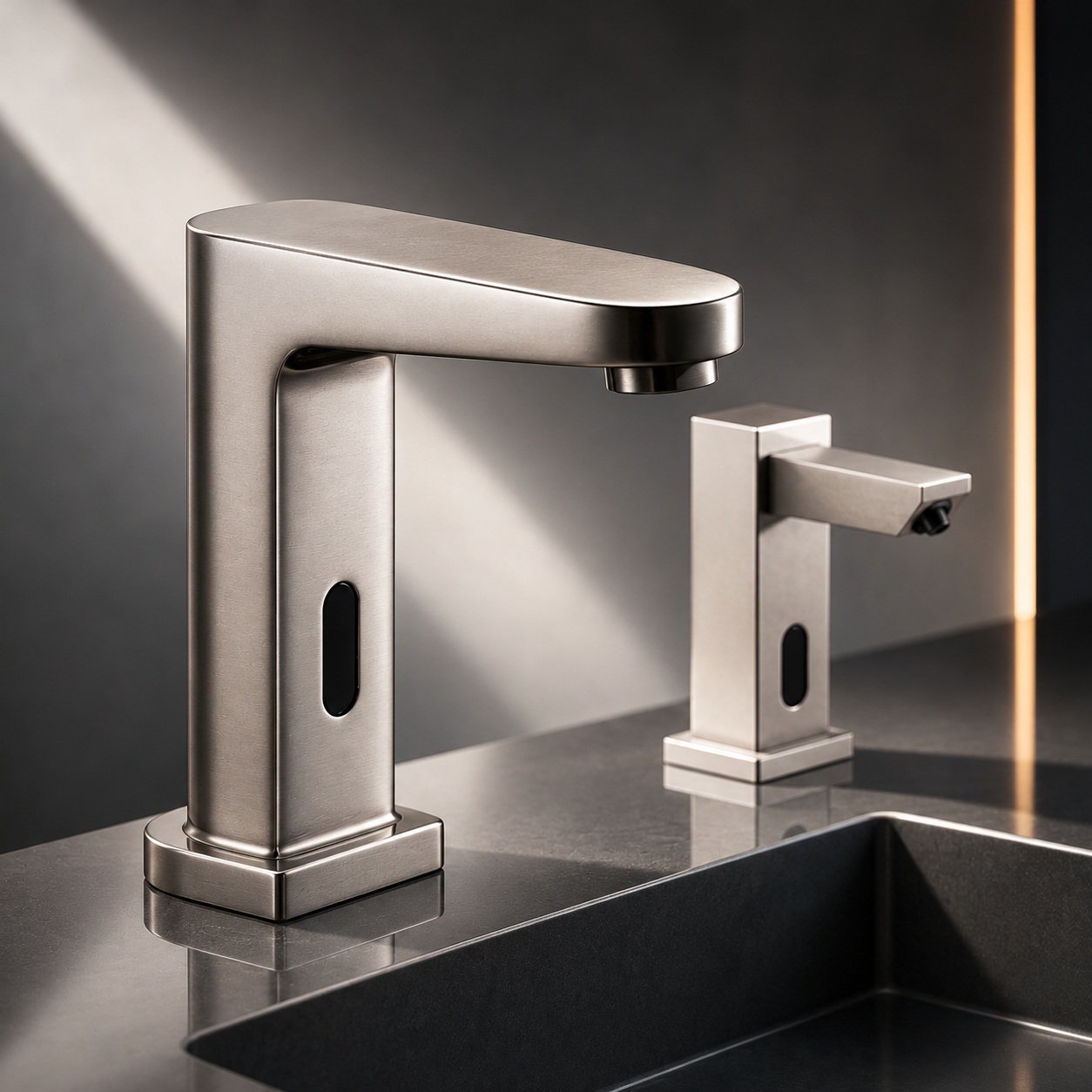 Fontana touchless faucet with matching soap dispenser