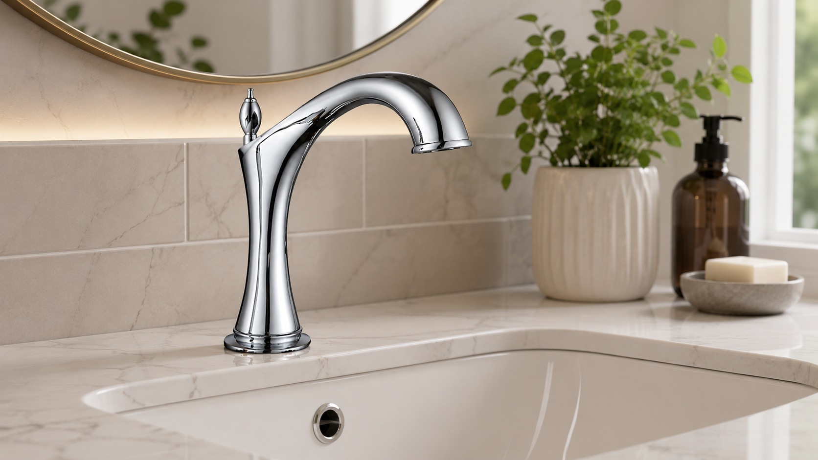 Fontana Chrome Commercial Widespread Automatic Sensor Bathroom Faucet