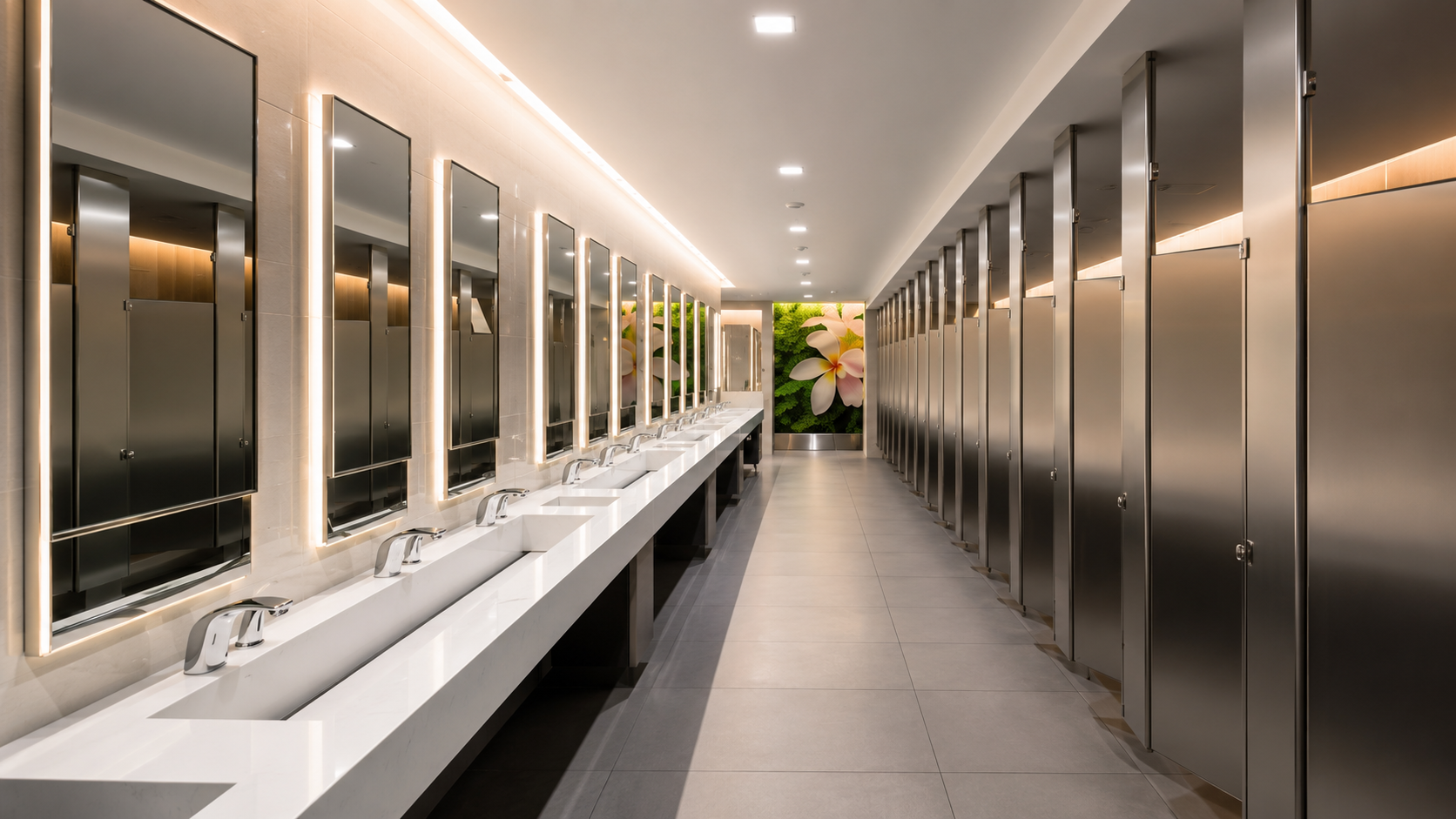 Fontana Cate Brushed Nickel Architectural Design Smart Touchless Faucet for Howard Hamilton International Airport restrooms