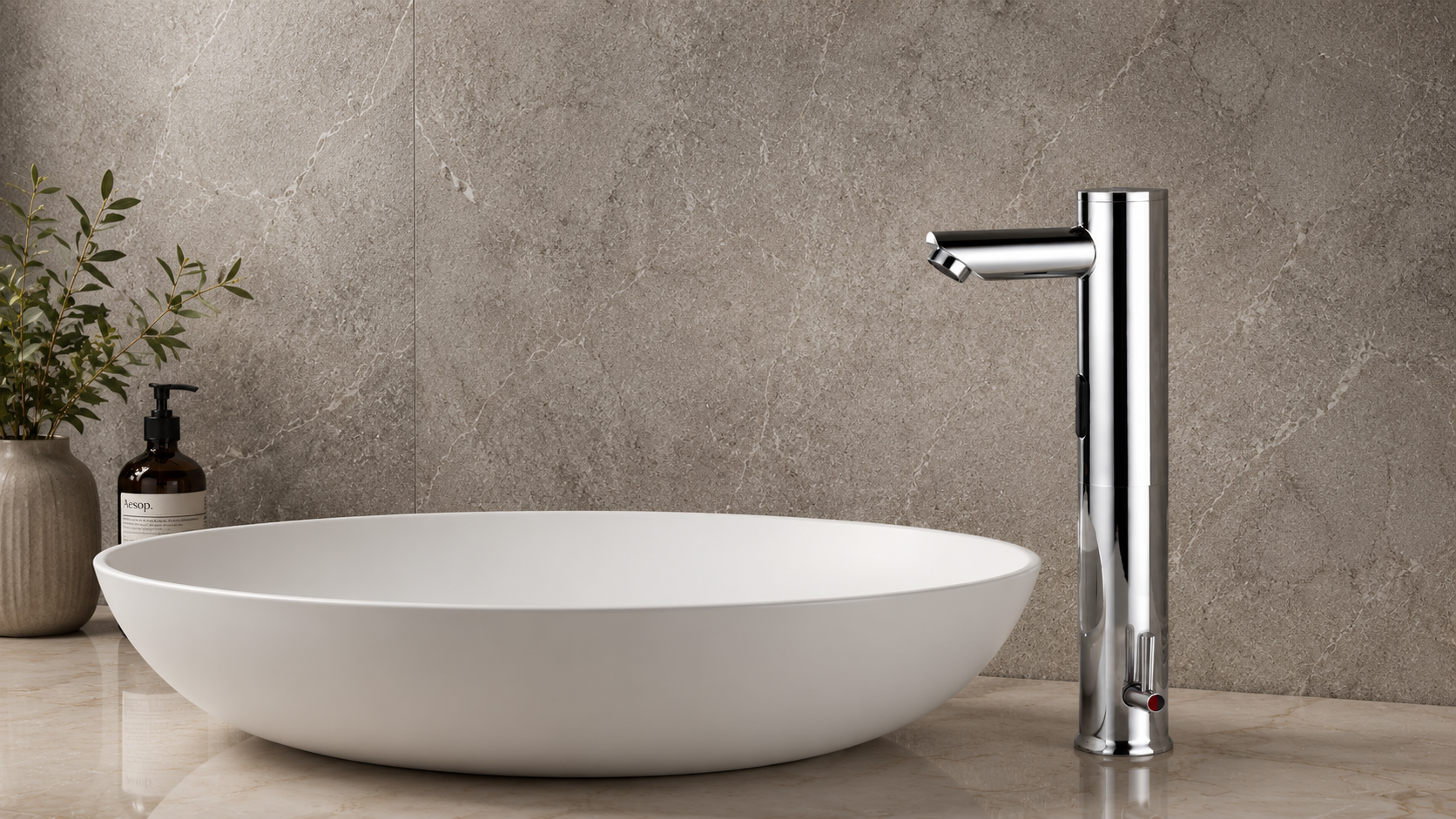 Fontana Solo Tall Touchless Commercial Automatic Sensor Faucet Built in Hot and Cold in Chrome