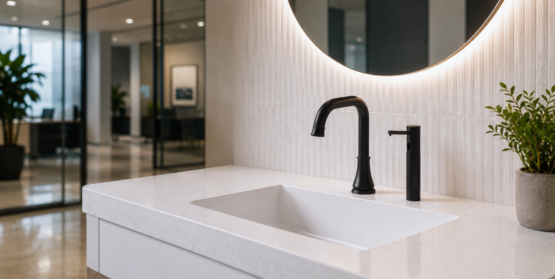 Commercial-Buildings-touchless-faucets-and-soap-dispenser-systems