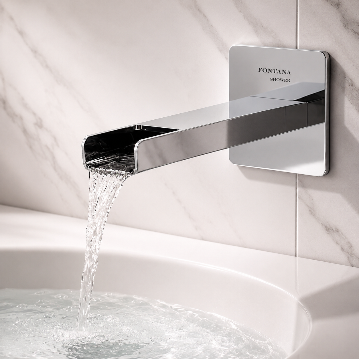 Fontana Chivasso Chrome Wall-Mounted Touchless Faucet Waterfall Design for Qiddiya Grand Hotel
