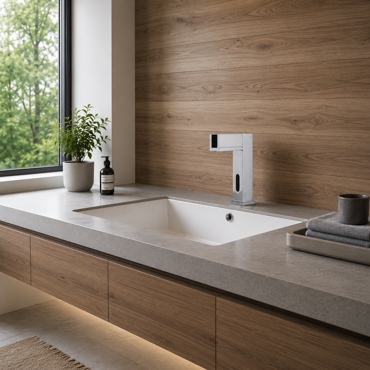 Fontana Contemporary Commercial Automatic Waterfall Sensor Faucet in Chrome