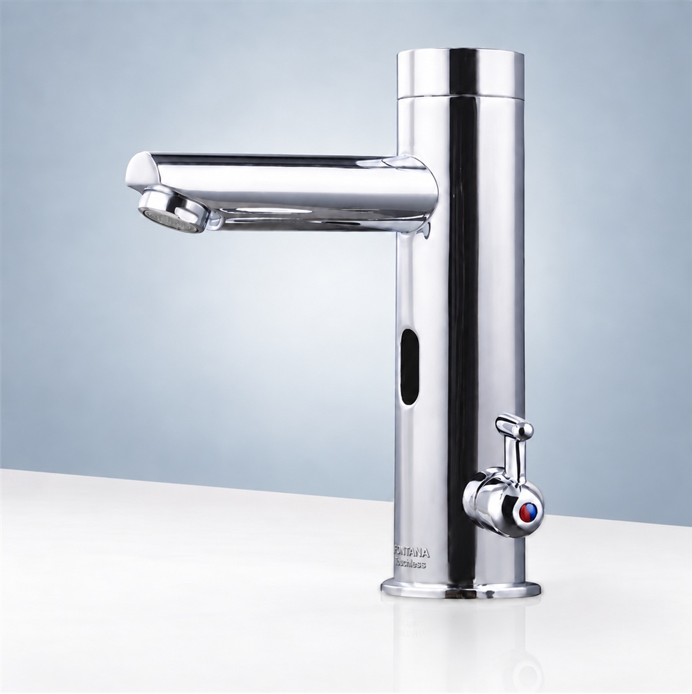 Touchless Bathroom Faucet Fontana brand Fontana Chrome Commercial Temperature Control Automatic Sensor Faucet with Built-In Mixing Valve