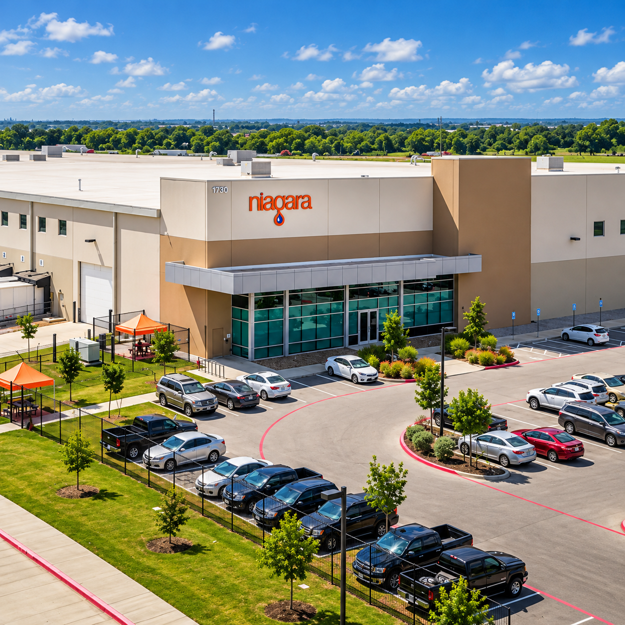 Representative Niagara bottling facility exterior; not confirmed as the California project site