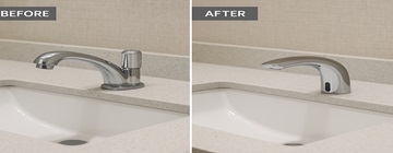 Hospitality-grade sensor faucet suitable for office retrofits