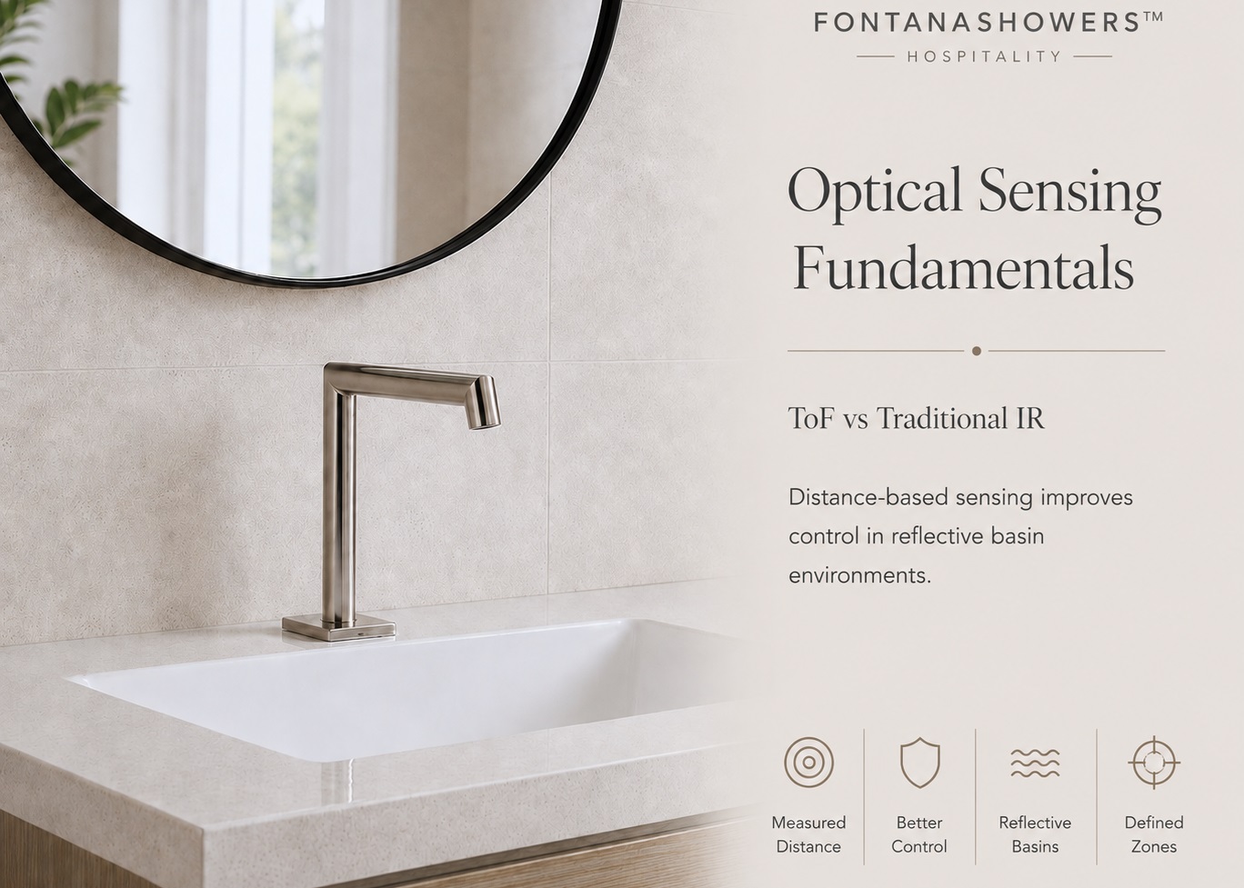 ToF versus traditional infrared sensing for commercial touchless faucets