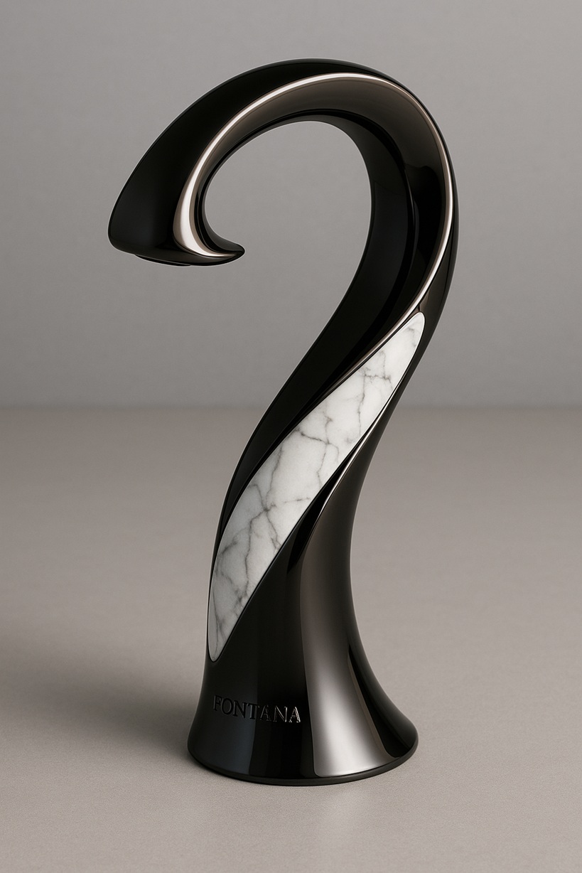 Commercial touchless faucet in glossy black and marble style